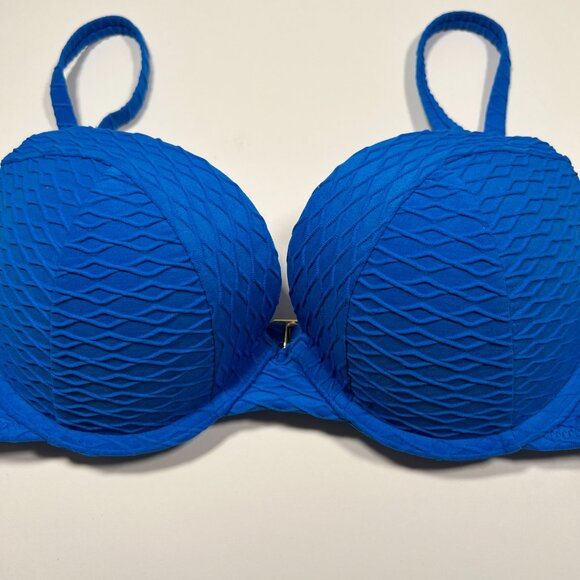 Victoria Secret 36DD L SEXY TEE Push Up Bikini Top Bottom Set Textured Blue - Picture 4 of 6